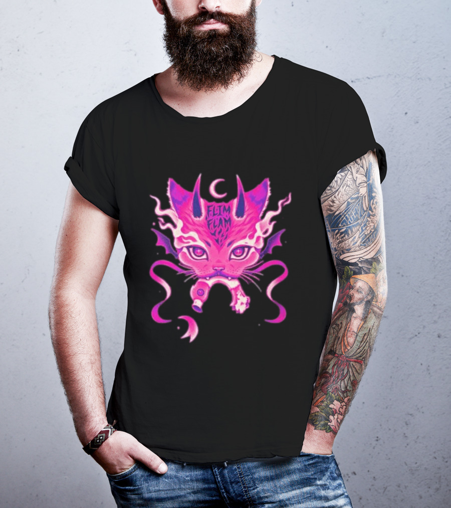 Flim Flam Flamingo DevilCat Fantasy T-Shirt