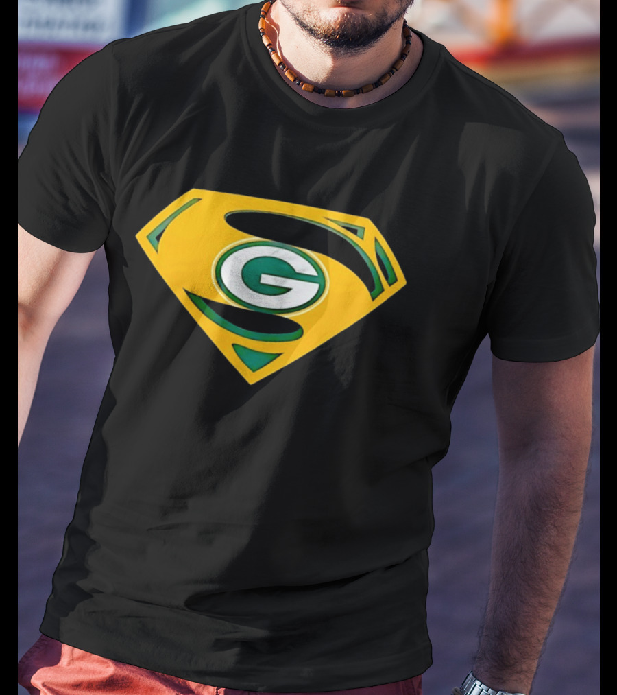 Green Bay Packers G In Superman Shield T-Shirt
