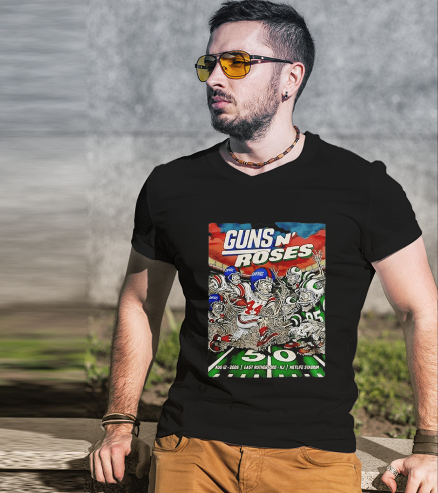 Guns N' Roses MetLife Stadium 2026 East Rutherford NJ Football Concert Tour August 12 T-Shirt