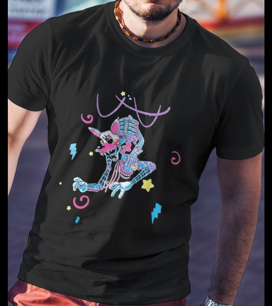 HEX X FNaF BTS Blacklight Mangle Purple Signature Stars Lightning Swirls T-Shirt