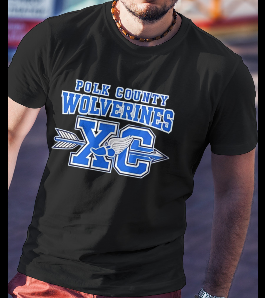 Polk County Wolverines XC Cross Country Arrow And Winged Foot T-Shirt