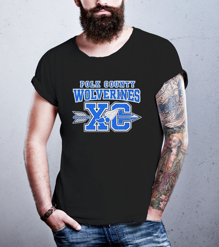 Polk County Wolverines XC Cross Country Arrow And Winged Foot T-Shirt