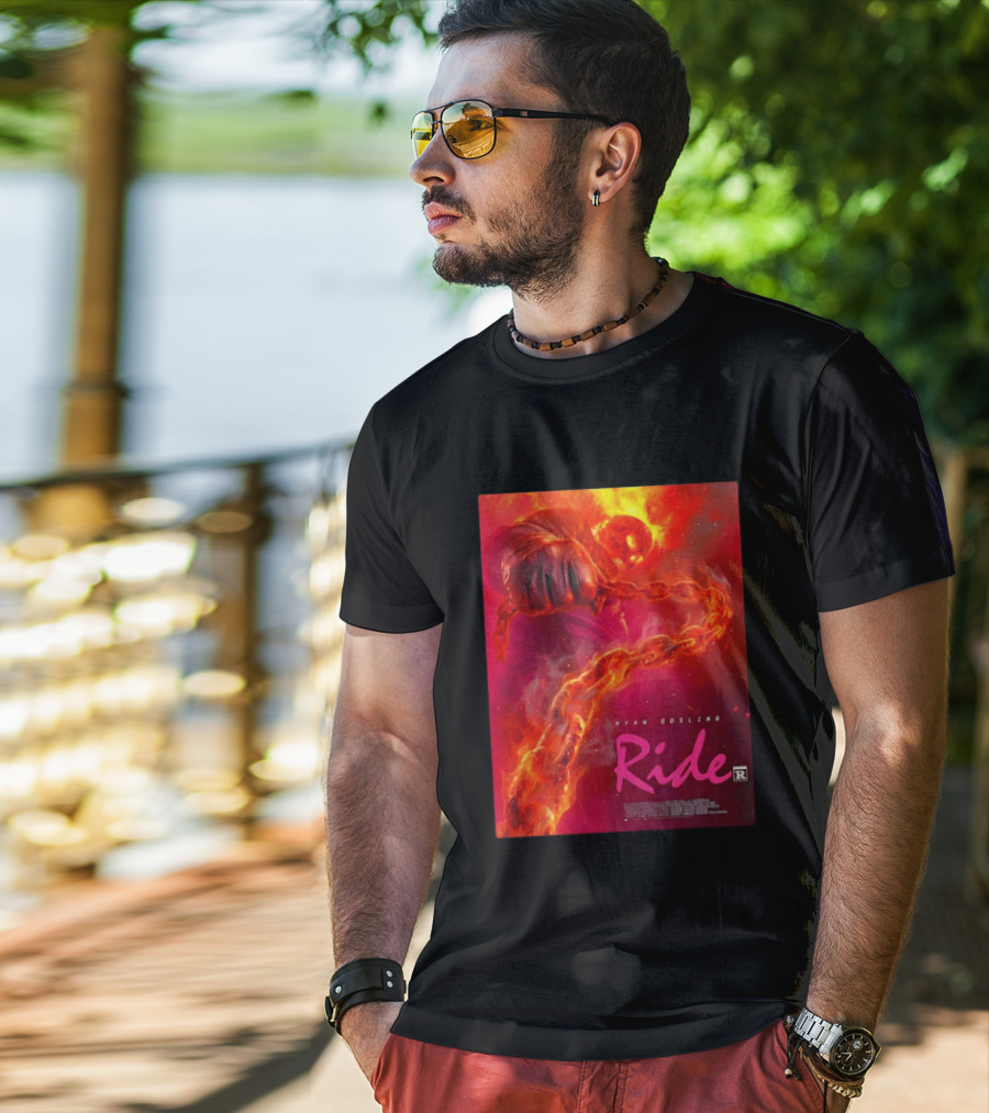 Ryan Gosling Ride Movie Ghost Rider Flaming Chain Image T-Shirt