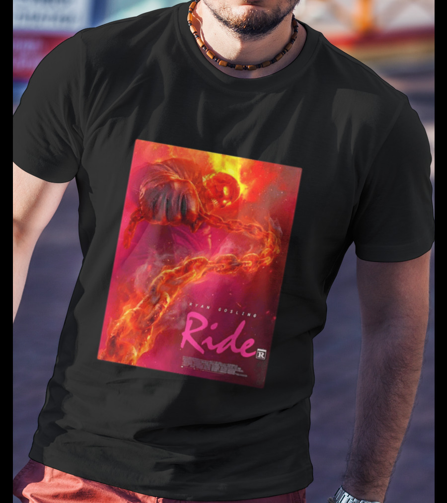 Ryan Gosling Ride Movie Ghost Rider Flaming Chain Image T-Shirt