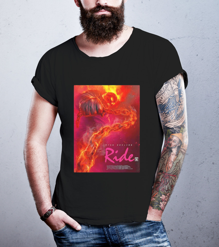 Ryan Gosling Ride Movie Ghost Rider Flaming Chain Image T-Shirt