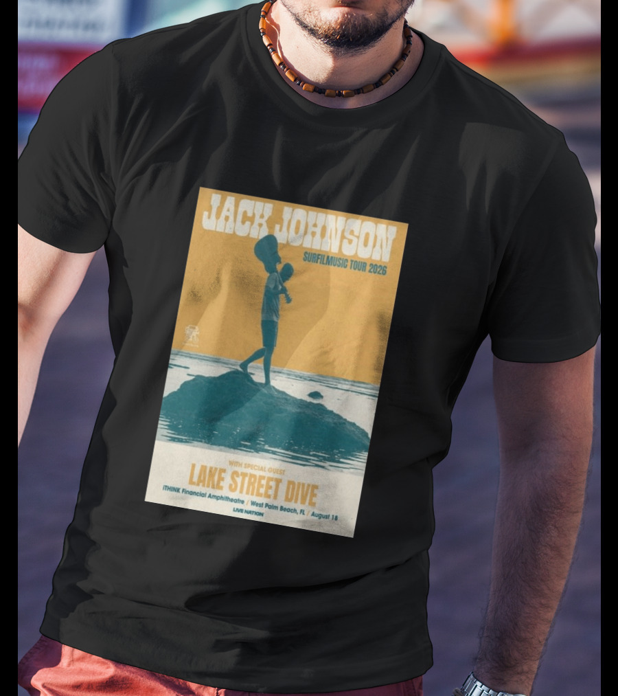 Jack Johnson Surfilmusic Tour 2026 Lake Street Dive ITHINK Financial Amphitheatre West Palm Beach August 18 T-Shirt