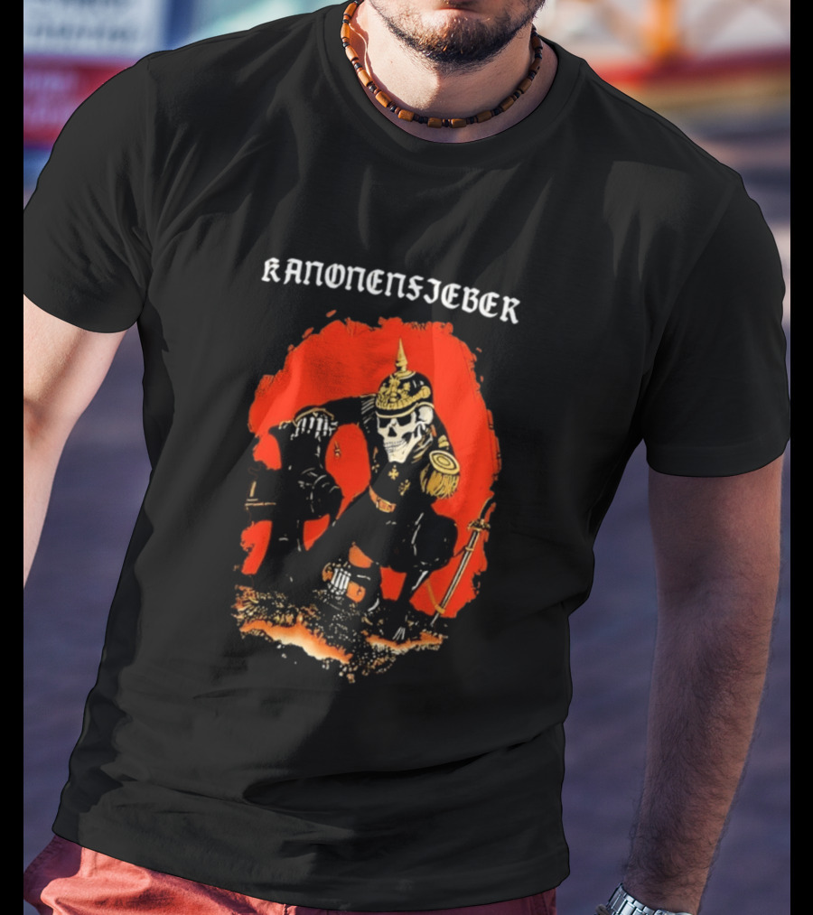 Kanonenfieber Skeleton Soldier Black Metal Warrior Artillery T-Shirt