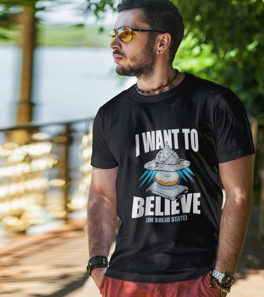 I Want To Believe UFO Donut In Solid State T-Shirt