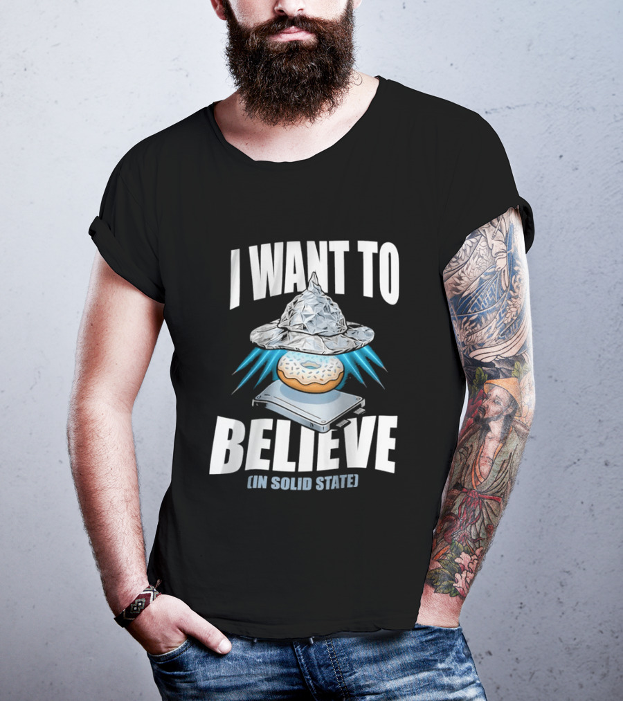 I Want To Believe UFO Donut In Solid State T-Shirt