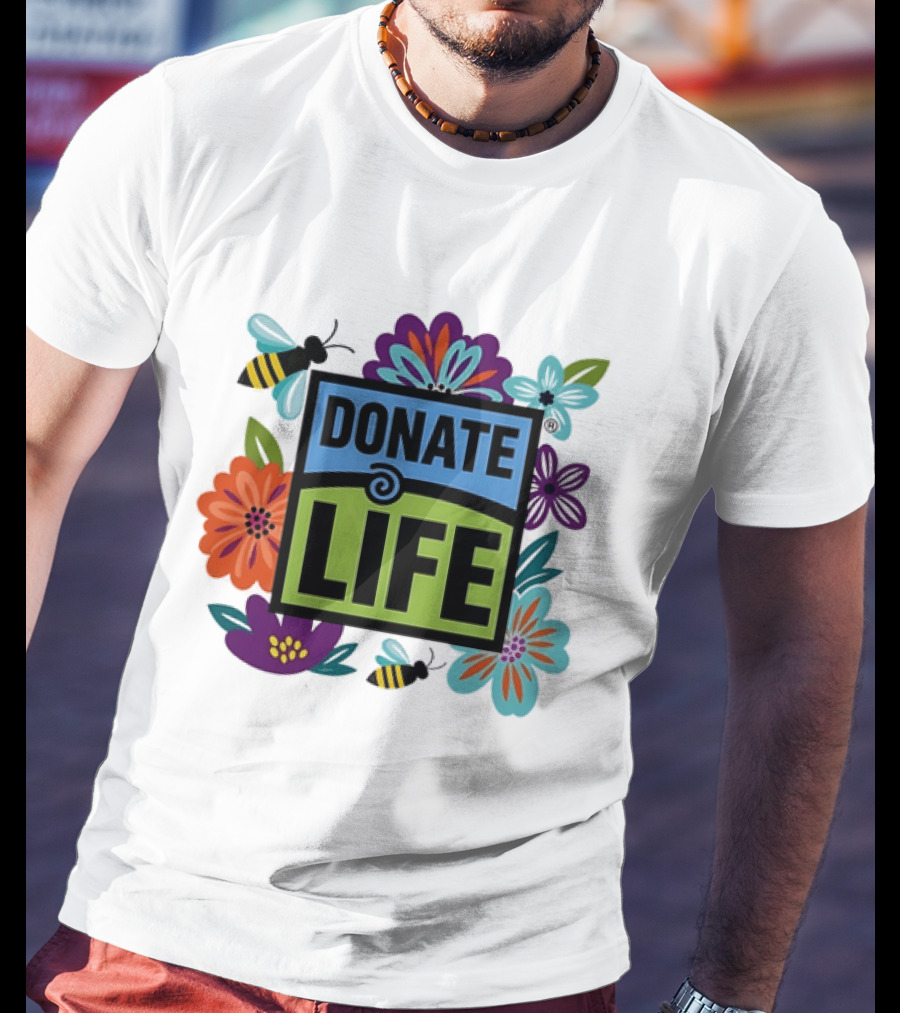 Donate Life Floral Bee Awareness Organ Donation Colorful Flowers T-Shirt