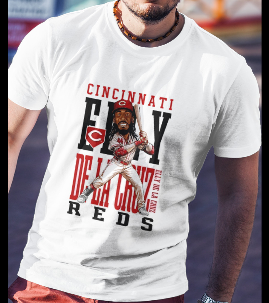 Cincinnati Reds Elly De La Cruz Baseball Caricature T-Shirt