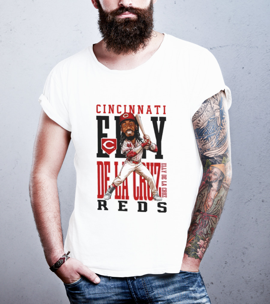 Cincinnati Reds Elly De La Cruz Baseball Caricature T-Shirt