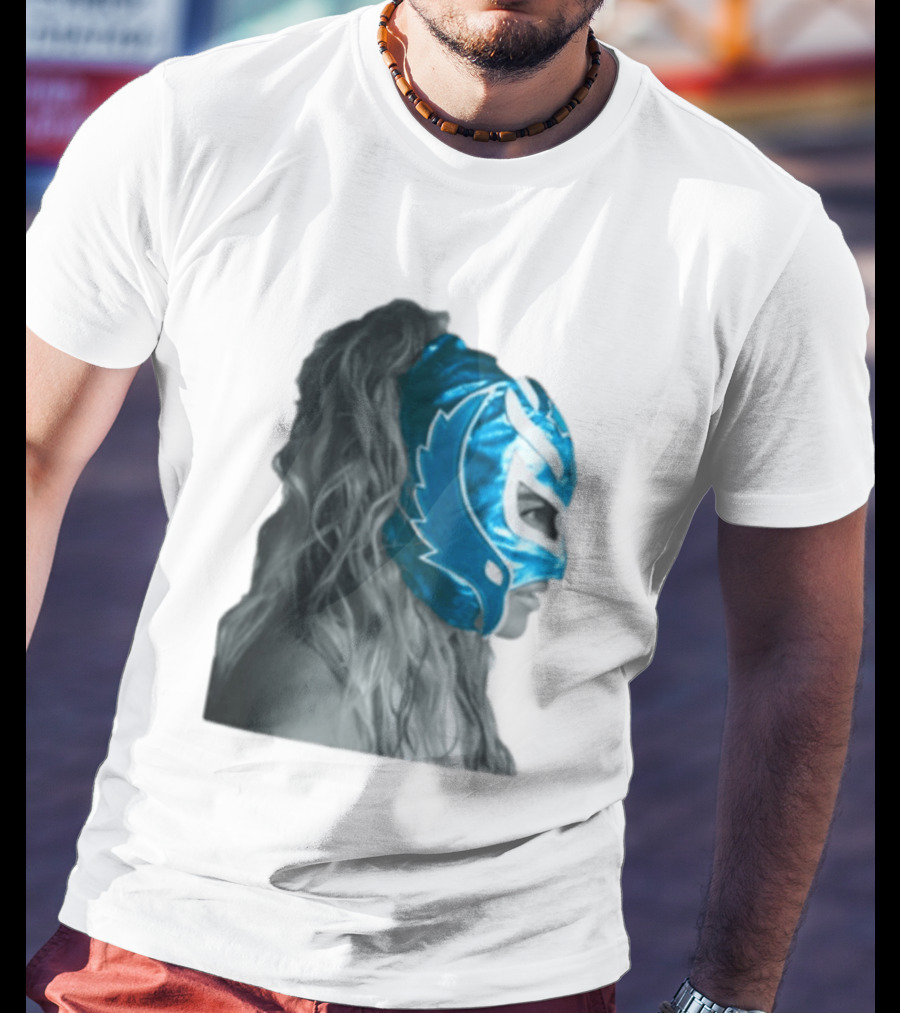 Karol G Store Limited Edition Cream Blue Luchador Mask T-Shirt