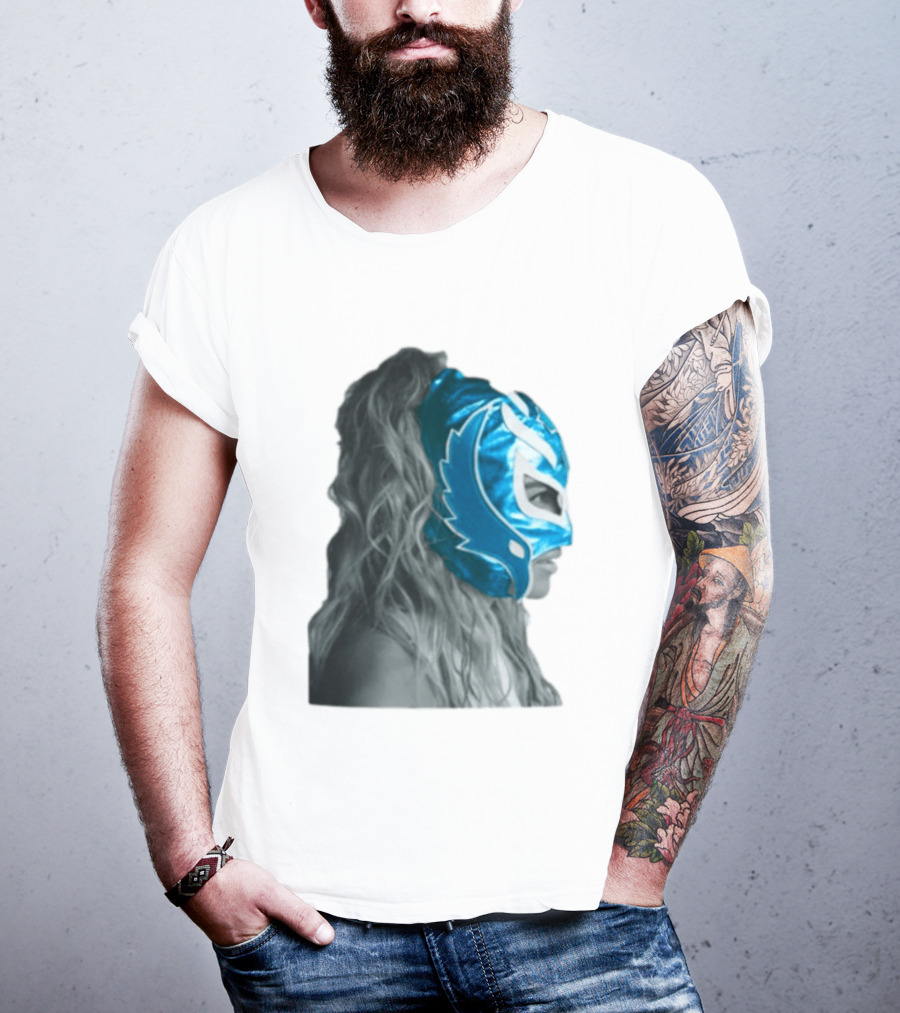 Karol G Store Limited Edition Cream Blue Luchador Mask T-Shirt