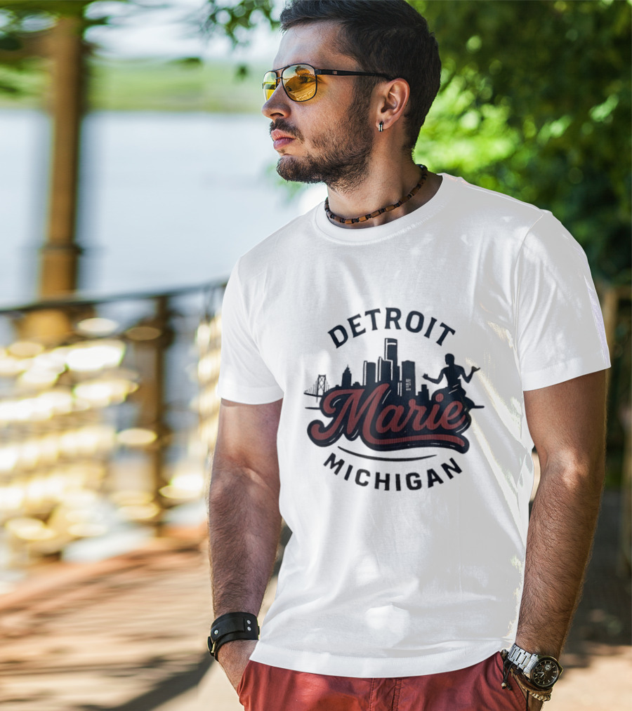 Detroit Michigan Marie Skyline T-Shirt
