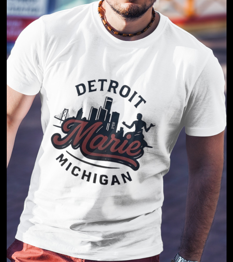 Detroit Michigan Marie Skyline T-Shirt