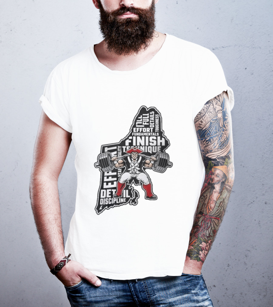 Patriots Weight Room Effort Discipline Finish Technique Toughness T-Shirt