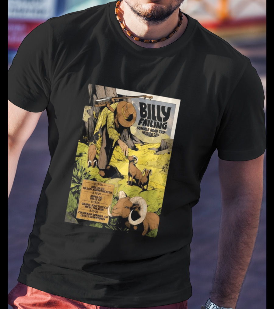 Billy Failing Summer Road Trip Colorado 2026 Dillon Amphitheater Belly Up Mesa Theater Lulu's Downtown T-Shirt