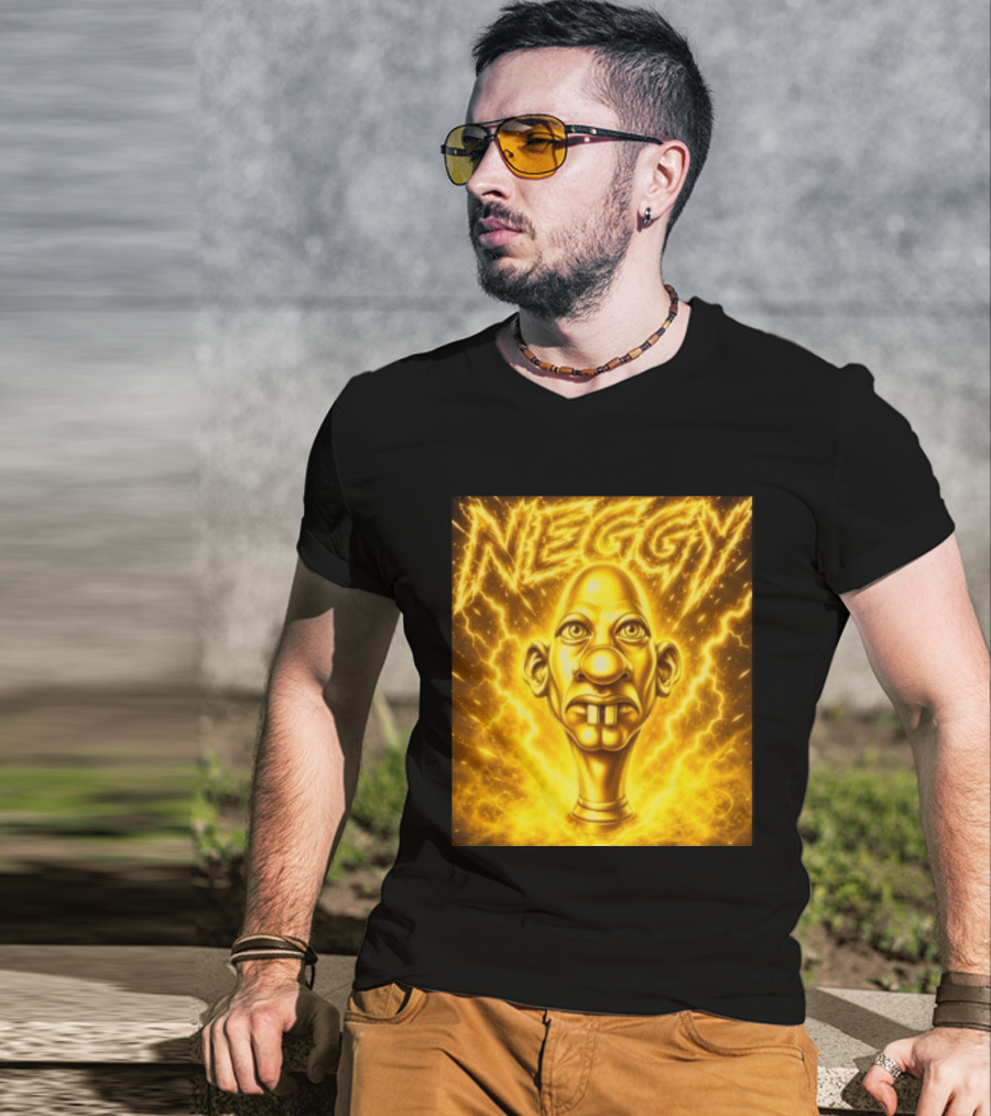 NEGGY Electric Manny Golden Lightning Face T-Shirt