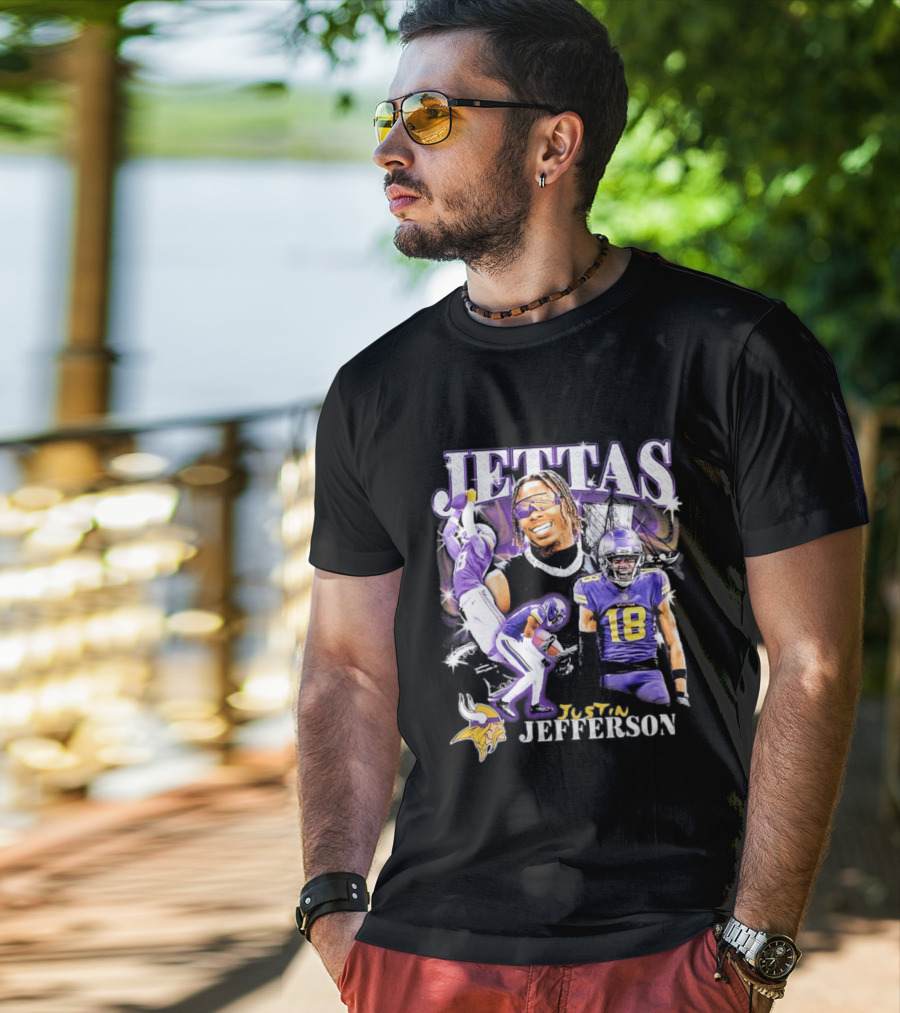 Fanatics Black Jettas Justin Jefferson Minnesota Vikings Notorious Player T-Shirt