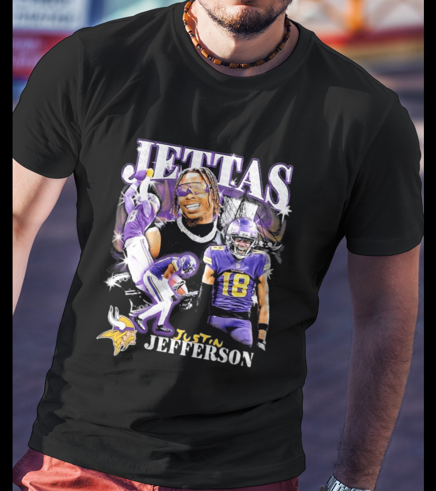 Fanatics Black Jettas Justin Jefferson Minnesota Vikings Notorious Player T-Shirt