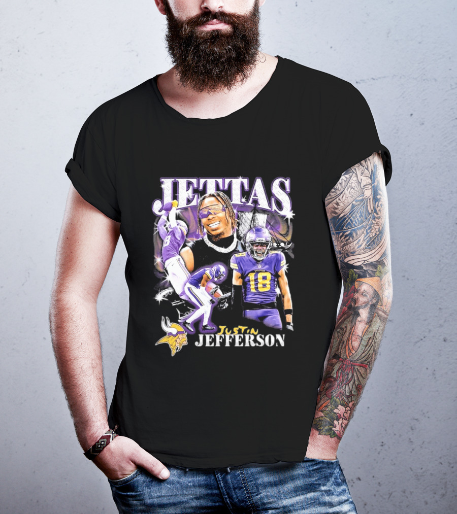 Fanatics Black Jettas Justin Jefferson Minnesota Vikings Notorious Player T-Shirt