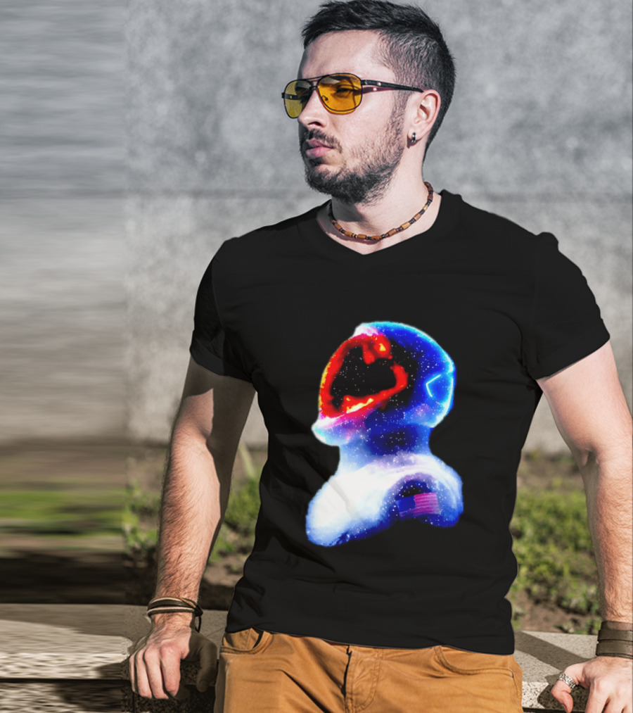 Galaxy Astronaut With American Flag Space Cosmic Adventure T-Shirt
