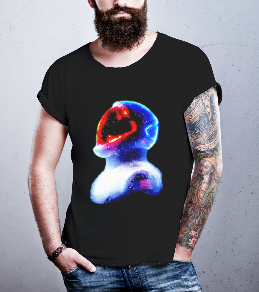 Galaxy Astronaut With American Flag Space Cosmic Adventure T-Shirt