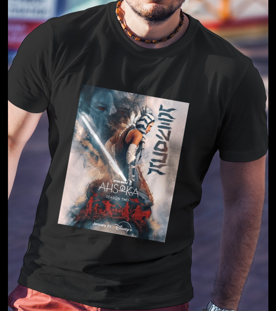 Star Wars Ahsoka Season 2 Premiering January 20 Disney Plus Featuring Lightsaber And Characters T-Shirt