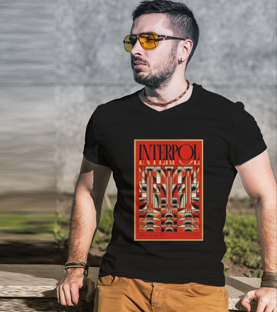 Interpol August 15 2026 San Diego CA Geometric Art Deco Concert T-Shirt