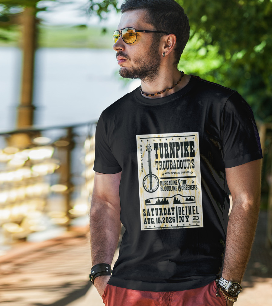 Turnpike Troubadours Bethel Woods 2026 With Muscadine Bloodline The Creekers August 15 Concert T-Shirt