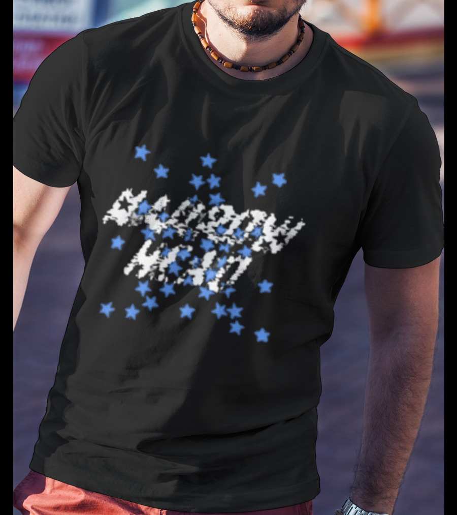 Narrow Head Starry Pattern Blue White Stars T-Shirt