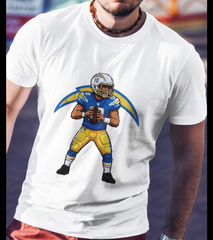 Justin Herbert Los Angeles Chargers Pixel T-Shirt