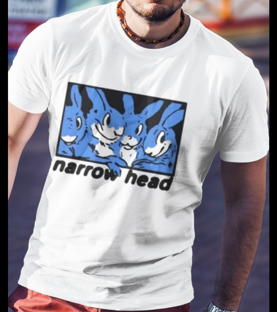Narrow Head Four Rabbits Blue Black White T-Shirt