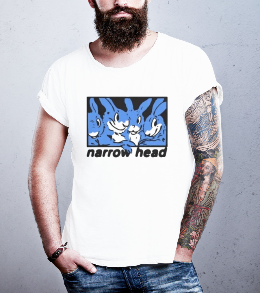 Narrow Head Four Rabbits Blue Black White T-Shirt