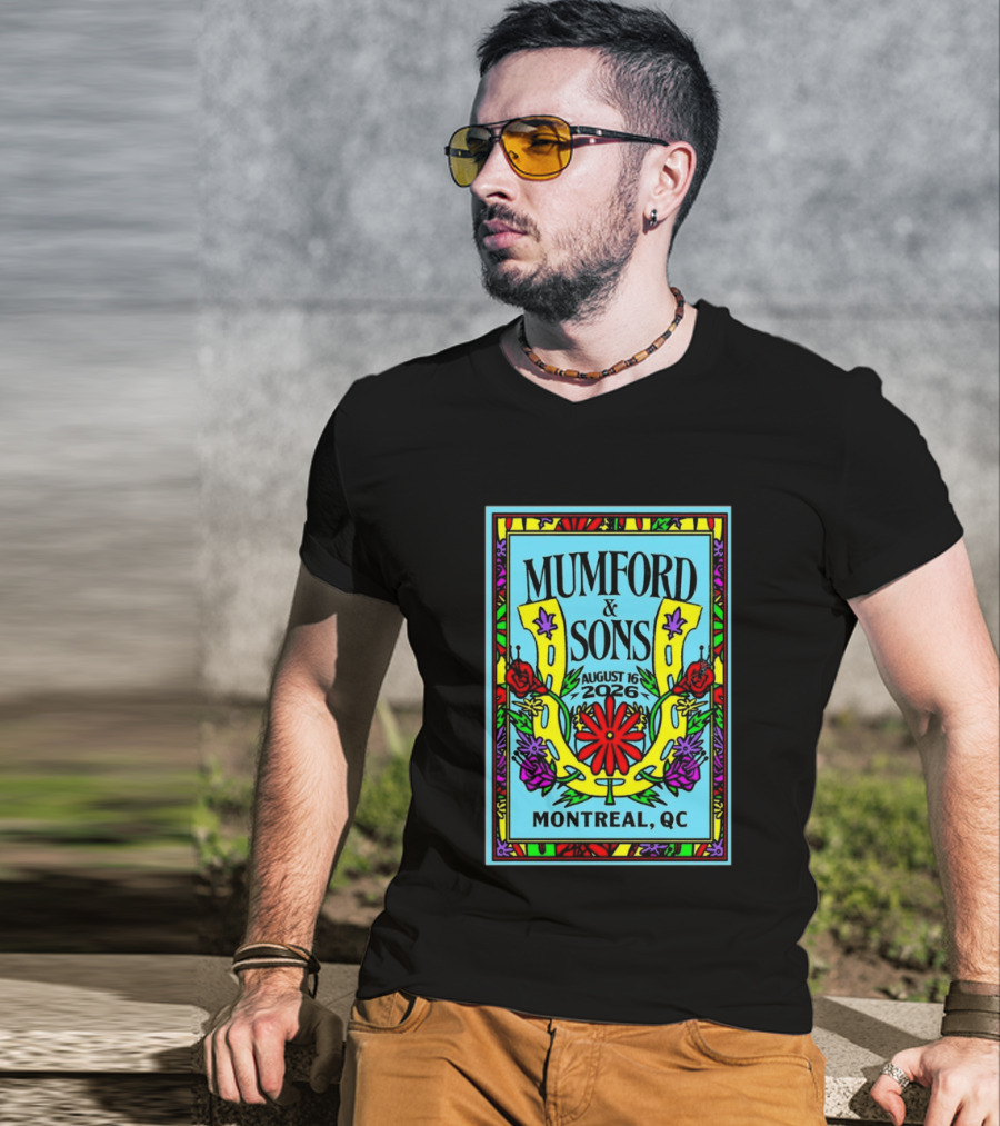 Mumford And Sons August 16 2026 Montreal QC Colorful Floral Concert T-Shirt