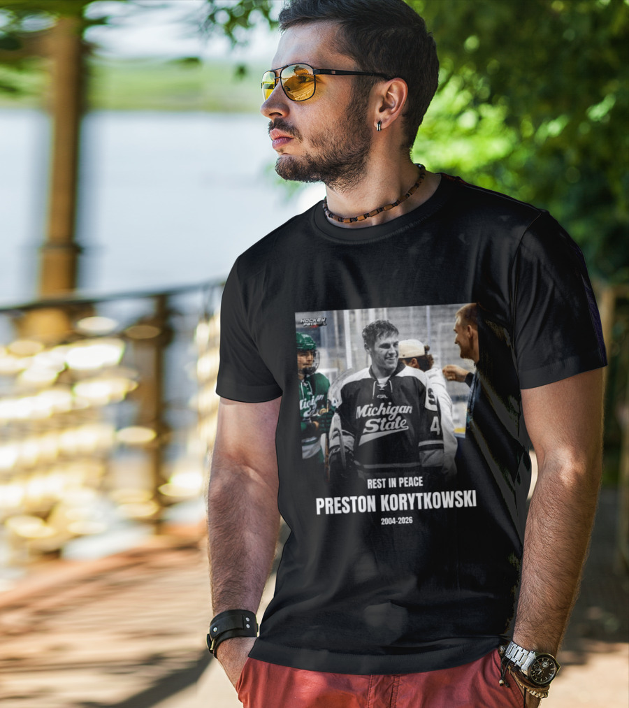 Rest In Peace Preston Korytkowski 2004 2026 Michigan State Hockey T-Shirt