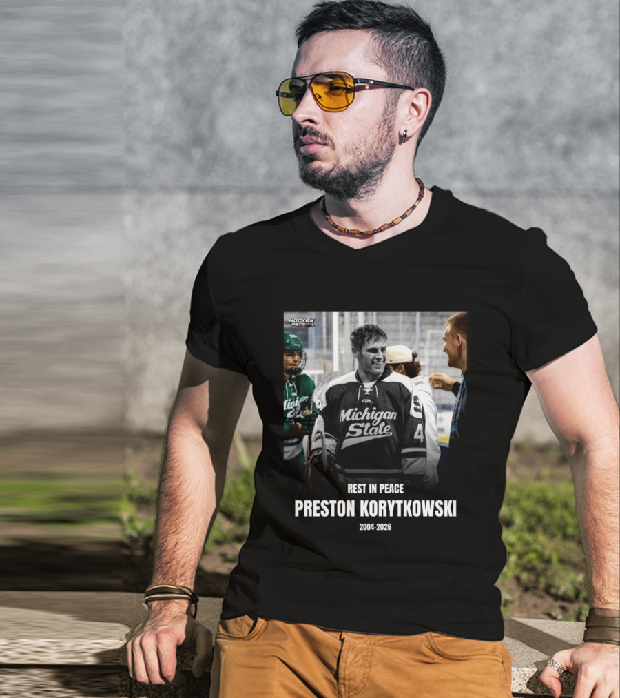 Rest In Peace Preston Korytkowski 2004 2026 Michigan State Hockey T-Shirt