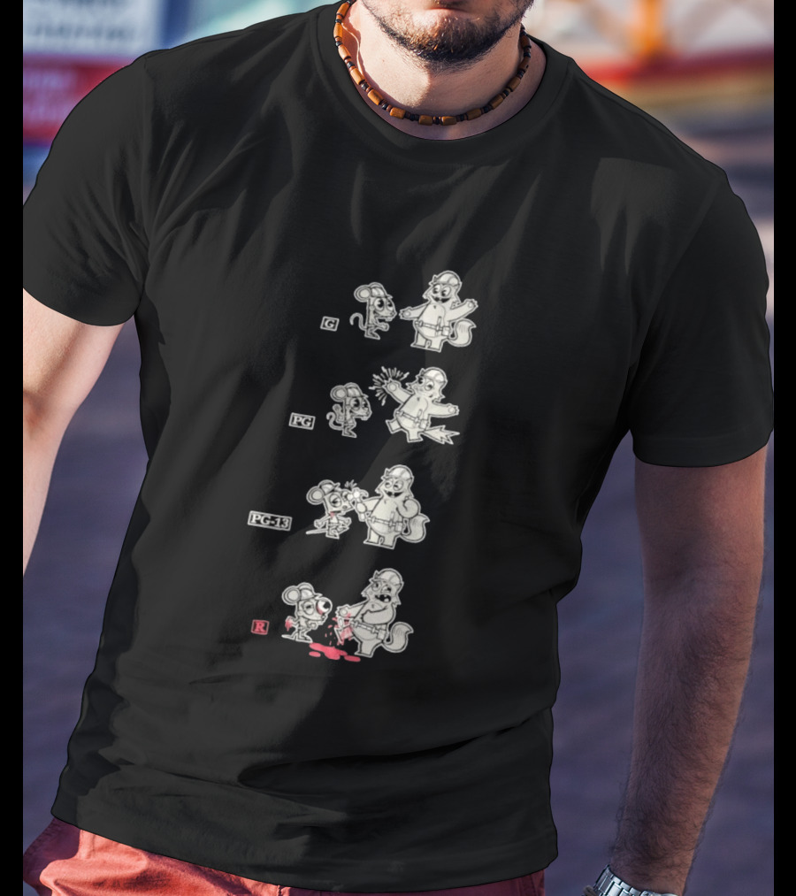 G To R Movie Rating Evolution Cartoon Film Characters Humor T-Shirt