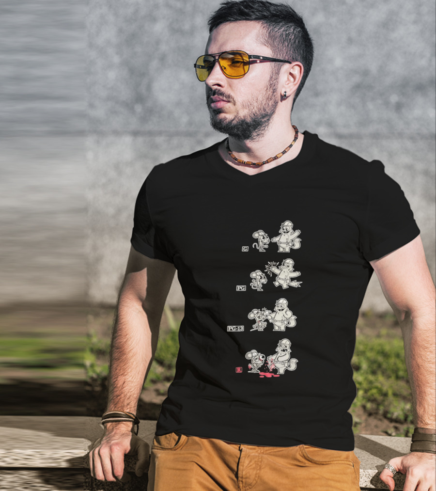 G To R Movie Rating Evolution Cartoon Film Characters Humor T-Shirt