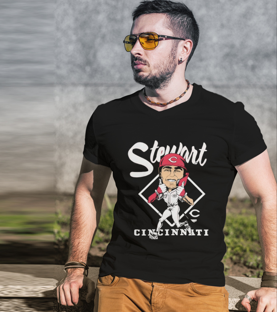 Stewart 27 Cincinnati Reds Caricature MLB T-Shirt