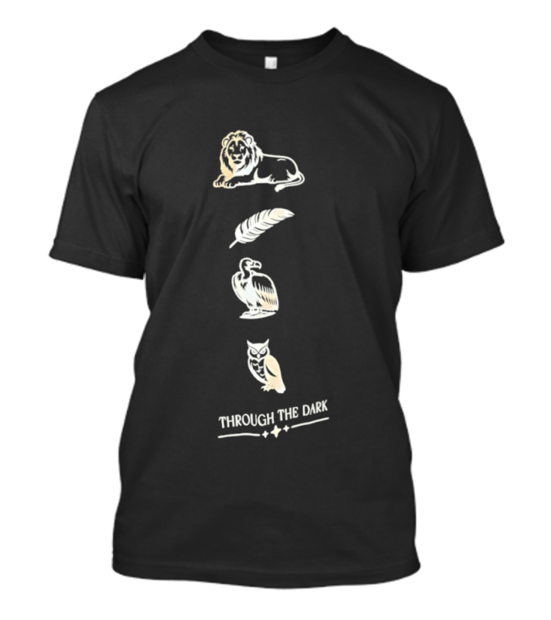 Through The Dark Lion Feather Heron Owl T-Shirt