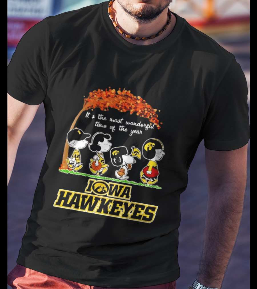 Iowa Hawkeyes Peanuts Characters It's The Most Wonderful Time Of The Year T-Shirt