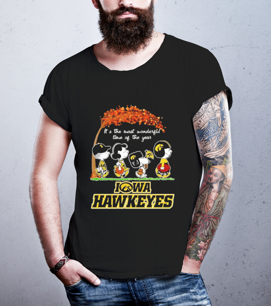 Iowa Hawkeyes Peanuts Characters It's The Most Wonderful Time Of The Year T-Shirt