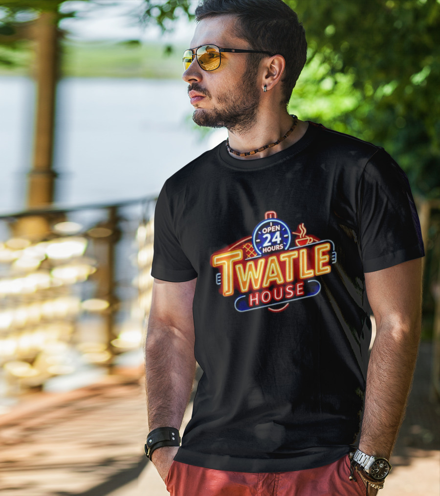 Twatle House Open 24 Hours Neon Sign Restaurant Decor Coffee Cup T-Shirt