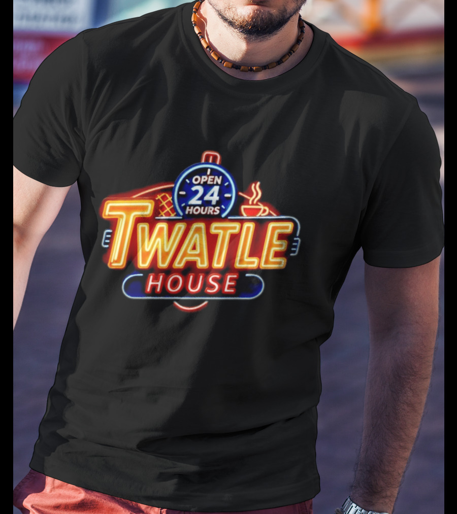 Twatle House Open 24 Hours Neon Sign Restaurant Decor Coffee Cup T-Shirt