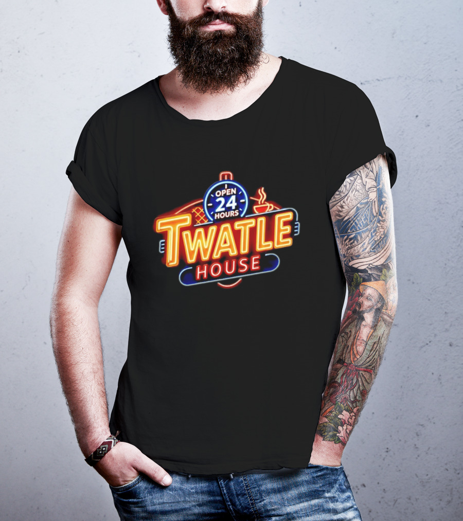 Twatle House Open 24 Hours Neon Sign Restaurant Decor Coffee Cup T-Shirt