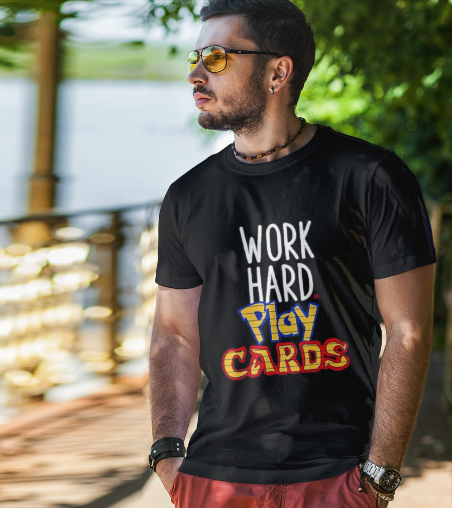 Work Hard Play Cards Retro Style Card Games Fun T-Shirt