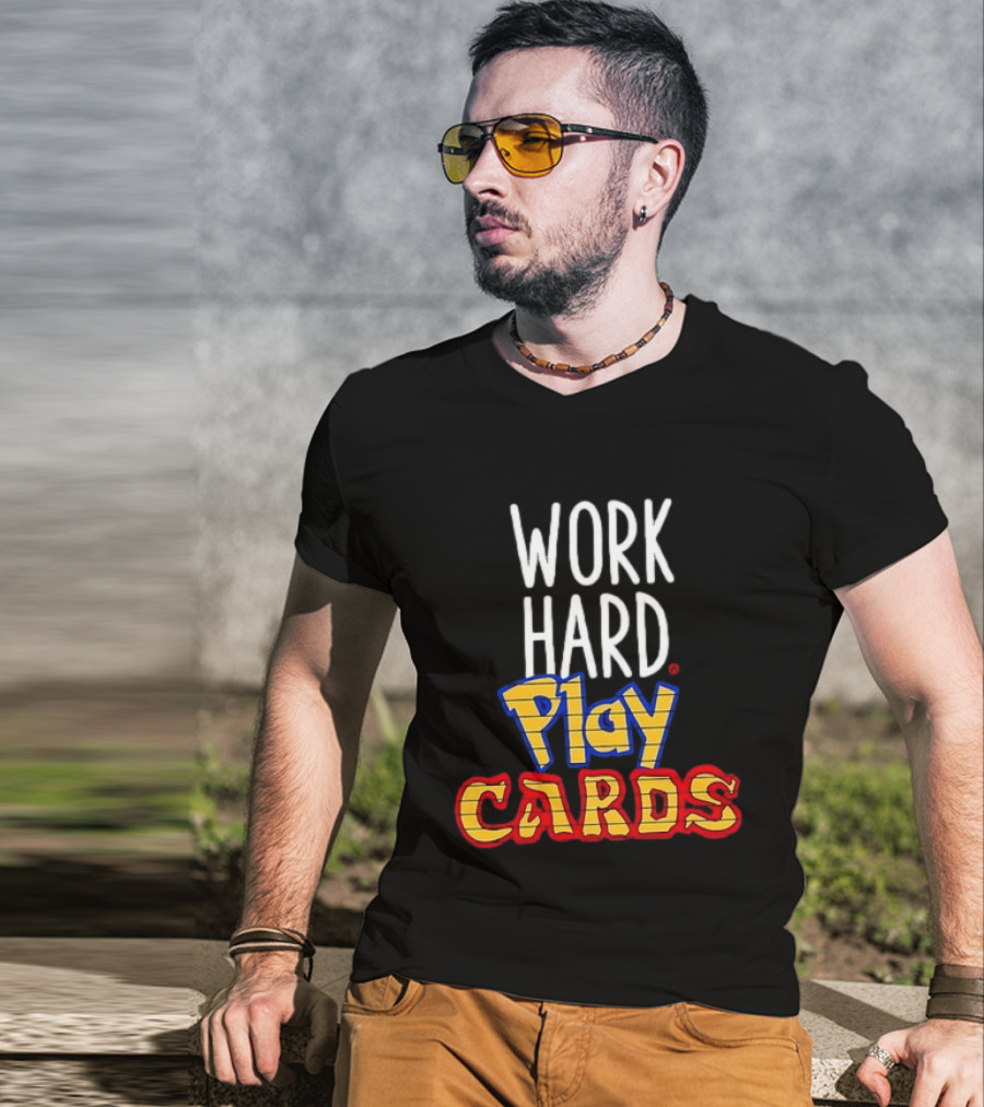 Work Hard Play Cards Retro Style Card Games Fun T-Shirt