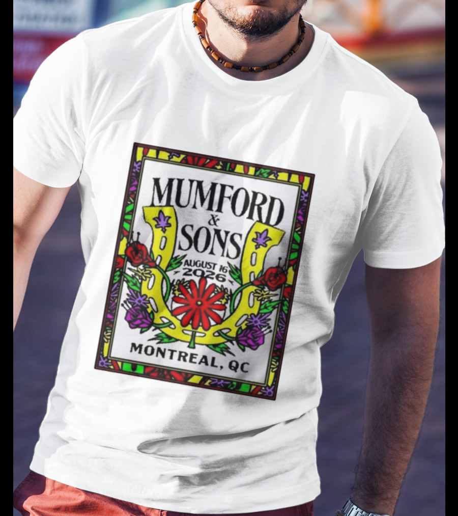 Mumford & Sons August 16 2026 Montreal QC Floral Horseshoe T-Shirt